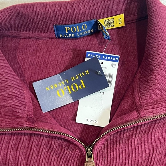 NWT Polo Ralph Lauren XXL Men's Burgundy Pullover Quarter Zip 1/4 Sweater - Picture 5 of 9